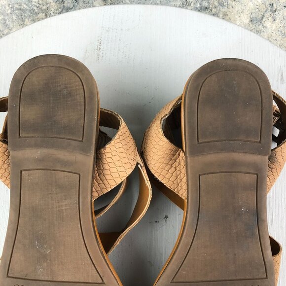 Franco Sarto Women's Size 7.5** Tan Leather Snake Embossed Flats Sandals - Picture 11 of 13